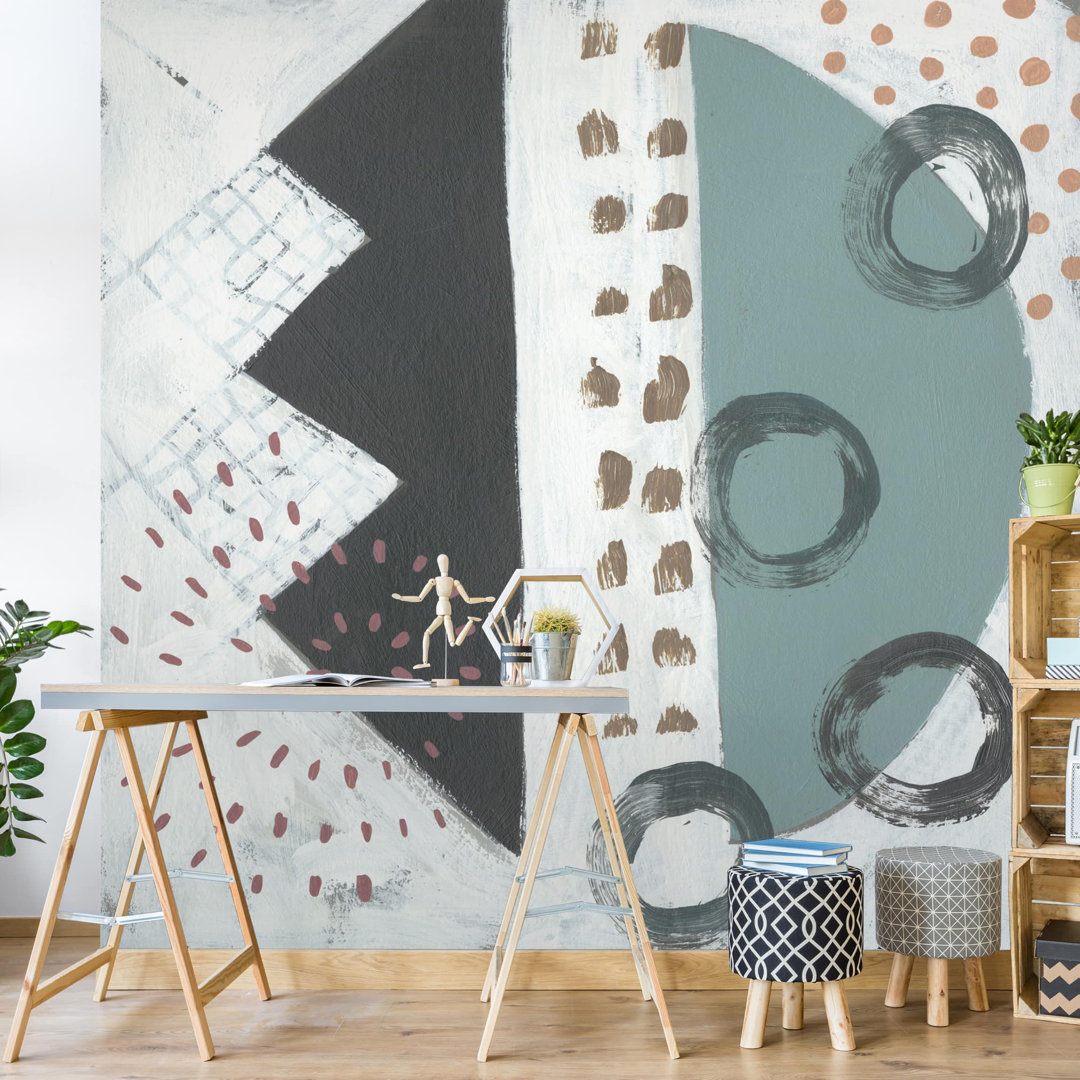Carnival of Shapes in Petrol III 3.36m x 3.36m Textured Matt Peel & Stick Wall Mural