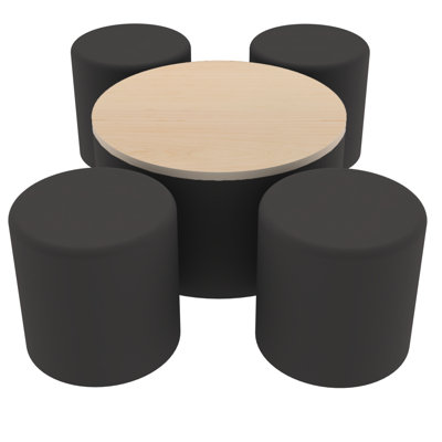 Pro Series Dry-Erase Round Ottoman Table with Round 12" H Seating, 5-Piece Set
