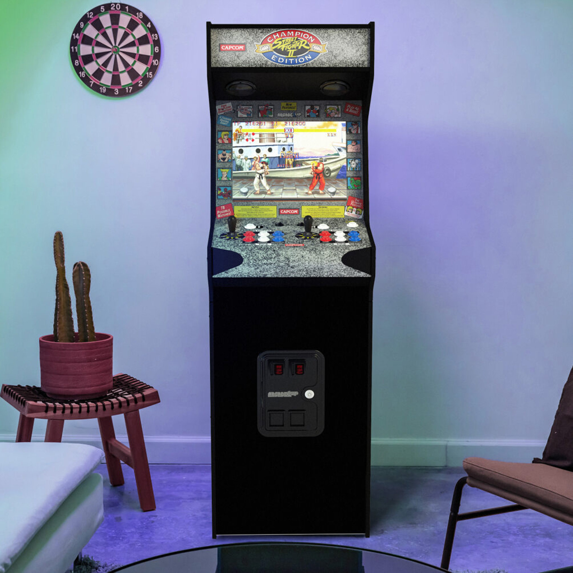 Arcade1Up The Simpsons 2 Games in 1 Arcade with Riser, Custom Stool, Tin  Wall Sign, and Light-up Marquee