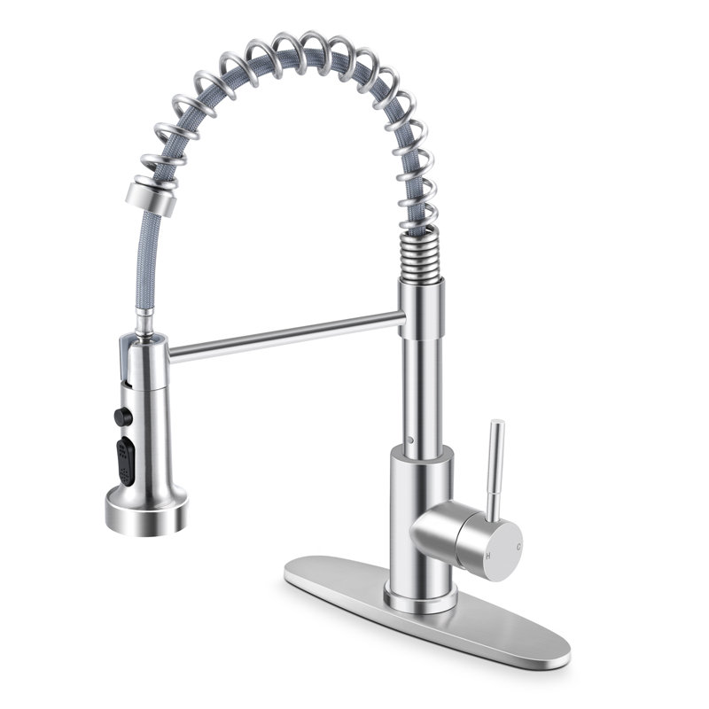 Robinet de cuisine avec douchette rétractable Wilmall, Stainless Steel