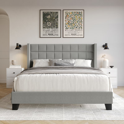 Jiahang Upholstered Unfinished Wingback Bed