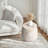 Barrel Travertine Stone Finish MgO Side Accent Table
