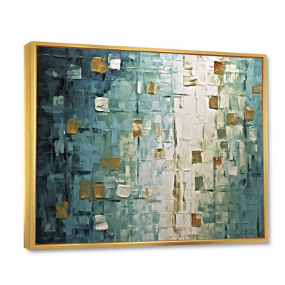 «Vintage Impermanence In Retro Gold Blue Shades I», reproduction d'art abstrait