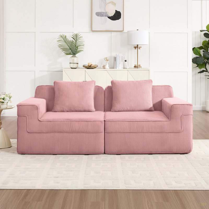 Canapé modulaire à 2 places sans siège, canapé modulaire Cloud avec assise profonde et canapé modulaire moderne à 2 places avec coussins décoratifs