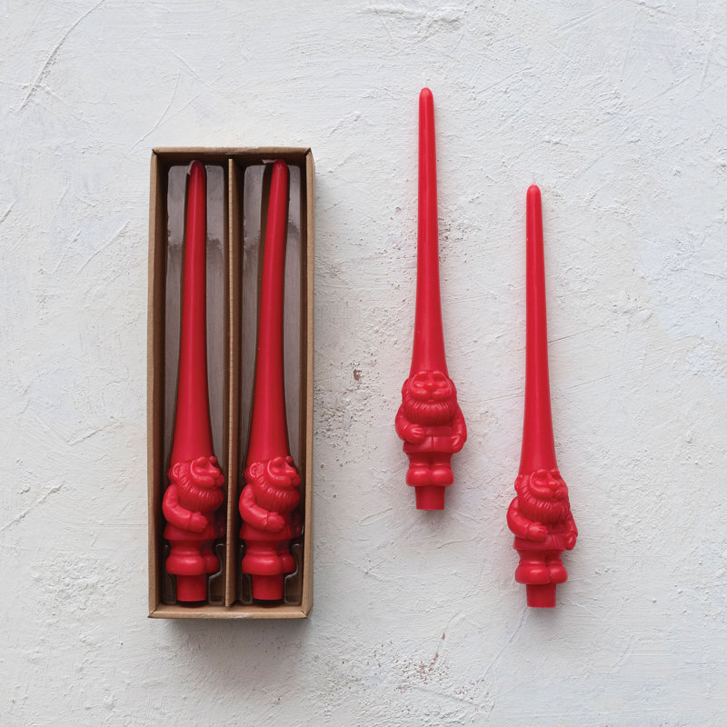 Enchanted Gnome Taper Candles, Red