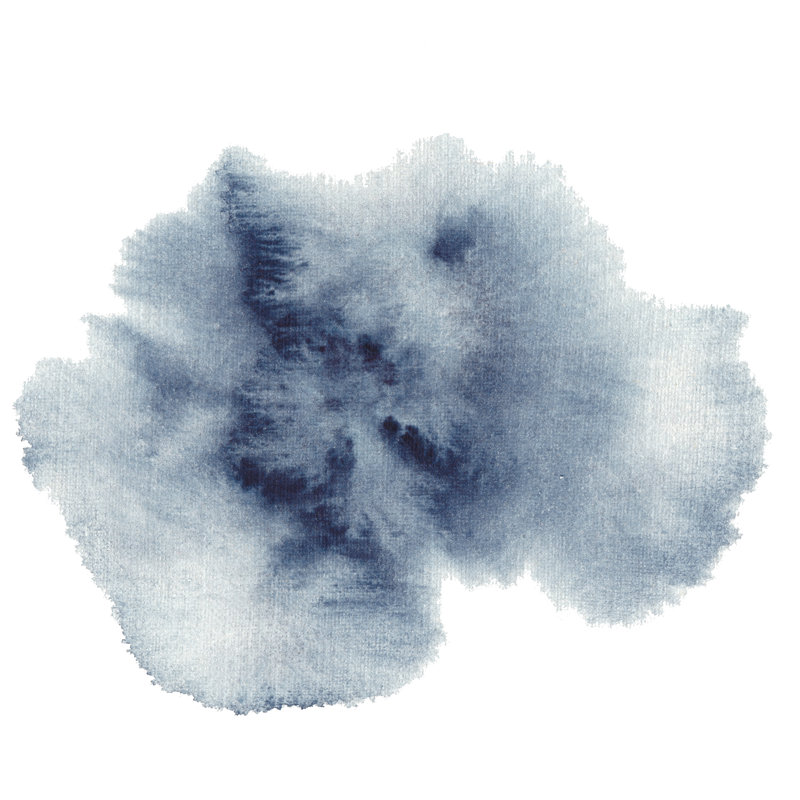 Blue Abstract Watercolour Stain - Wrapped Canvas Print, 76cm H x 76cm W