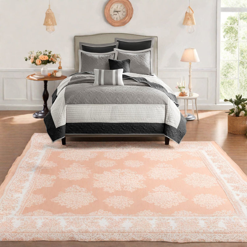 Ensemble de literie luxueuse en coton 7 pièces, courtepointe à médaillon noir pour le confort de la maison