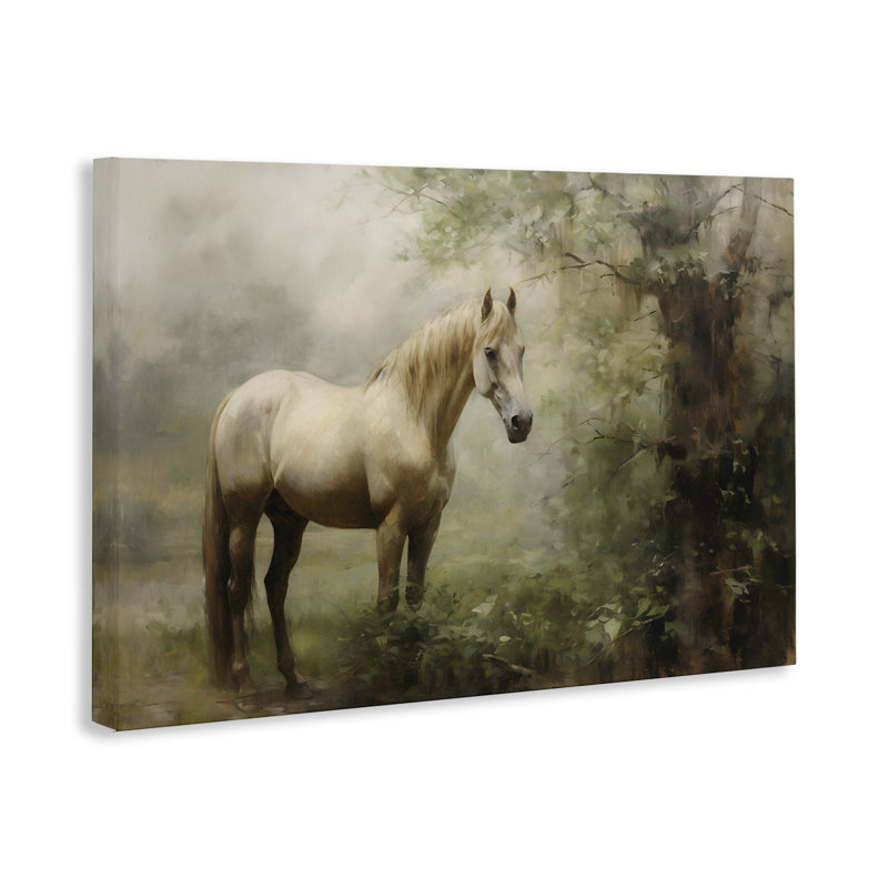 «Horse in Forest Woods», art mural sur toile par Petal Prints Design, H 20 po x l 30 po