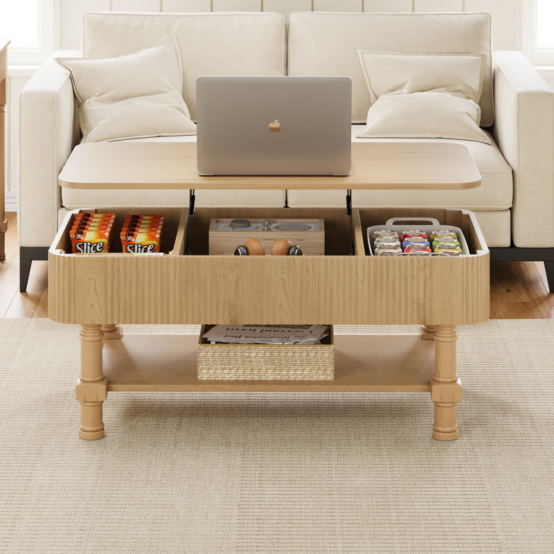 Table basse à plateau relevable Farmhouse, Naturel