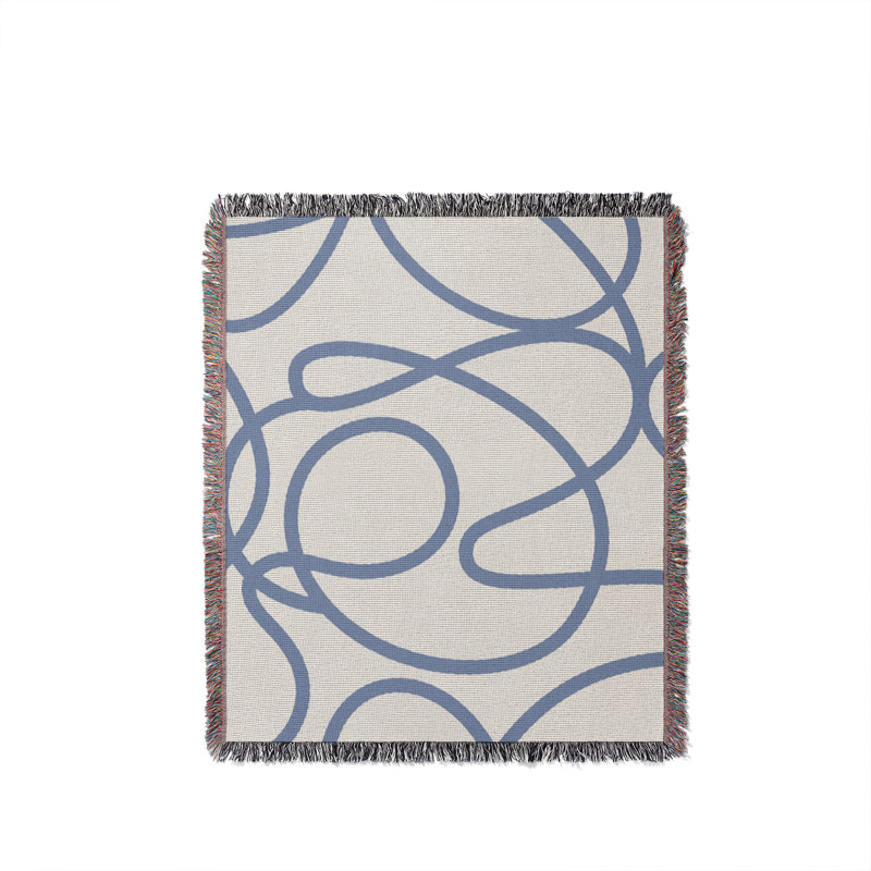 Jeté en coton Doodles, 50 x 70, Bleu clair