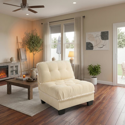 Modular Farmhouse Sofa with Ottoman and Tufted Cushions