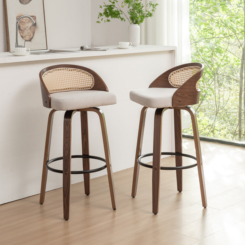 Tabourets pivotants en lin Leeana, Tabouret de bar (siège d'une hauteur de 30 po), Beige