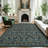 Floral Washable Living Room Rug Non Slip, Low Pile Foldable Printed Mat, Soft Non Shedding Floor Covering-1136003345