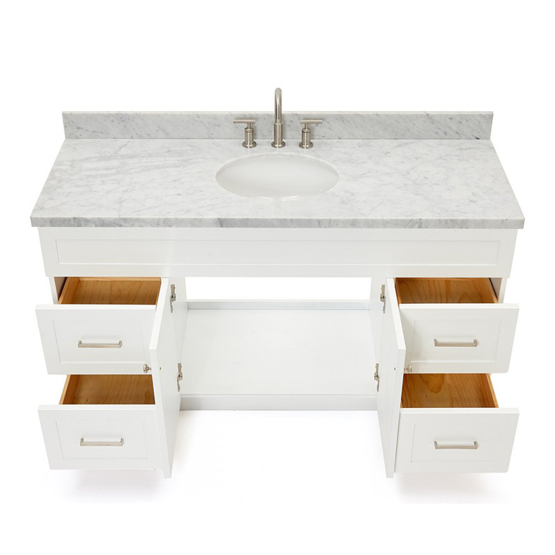 Abell 61'' Single Bathroom Vanity with Carrara Marble Top, White