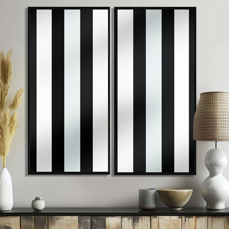 Harmonie de lignes noires et blanches rayées - impressions sur toile modernes, H 40 po x l 40 po, Noir