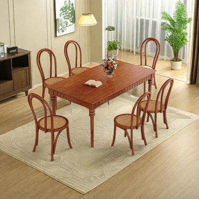 Rubber wood solid wood dining table set