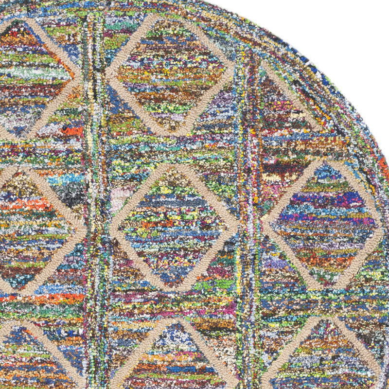 Anaheim Hand Tufted Cotton/Jute Geometric Rug, Round 4'