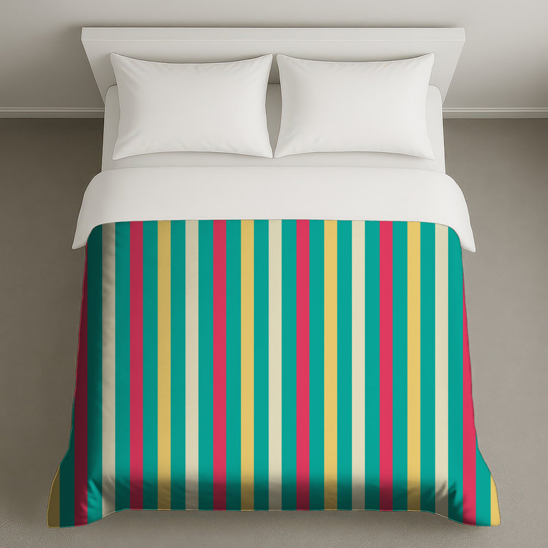 Housses de couette verticales à rayures colorées, Lit simple