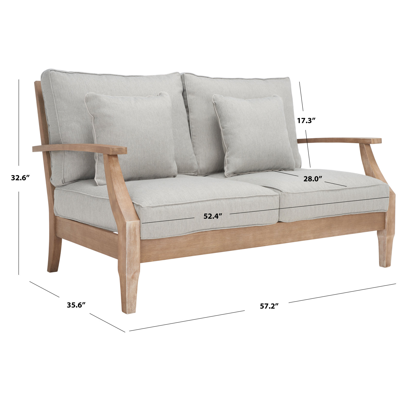Samya Outdoor Loveseat with Cushions, Natural/Gray