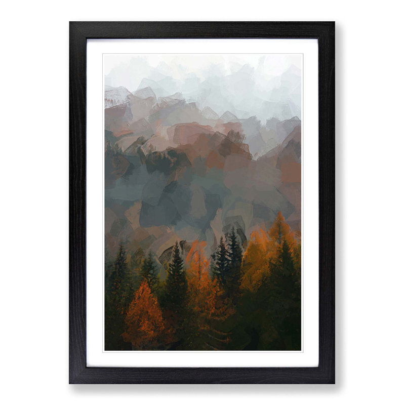 Misty Forest in the Autumn - Picture Frame Graphic Art Print, Black Framed, 87cm H x 62cm W x 2cm D