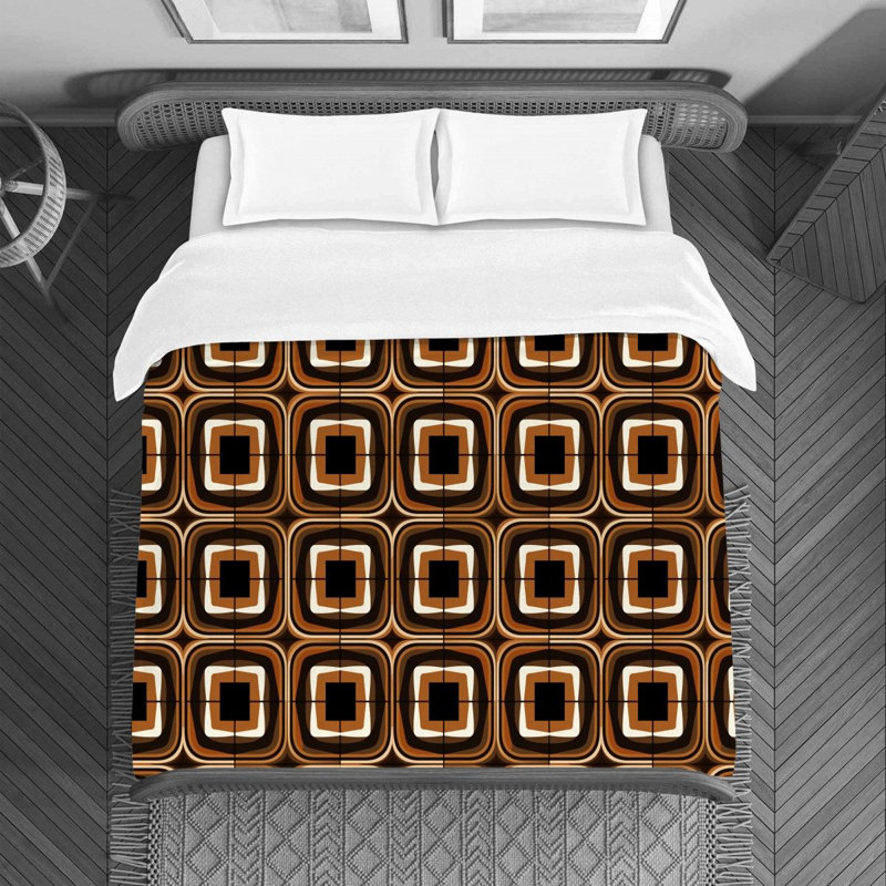 S Retro Brown Duvet Cover, Queen Duvet Cover