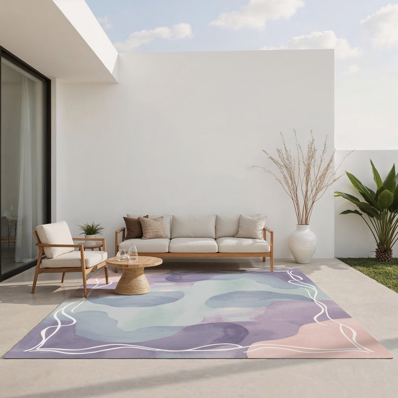 Misty Lagoon Indoor And Outdoor Area Rug, Rectangle 8' x 10'