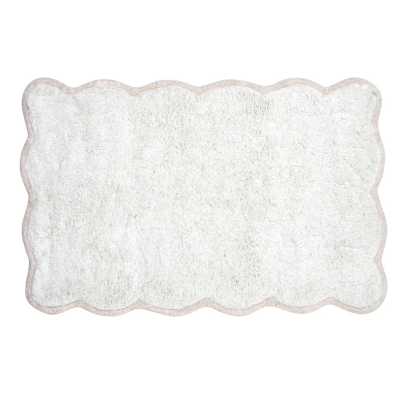 Ebern Designs Home Whitman Cotton Bath Rug, Single - 34" L x 21" W, White