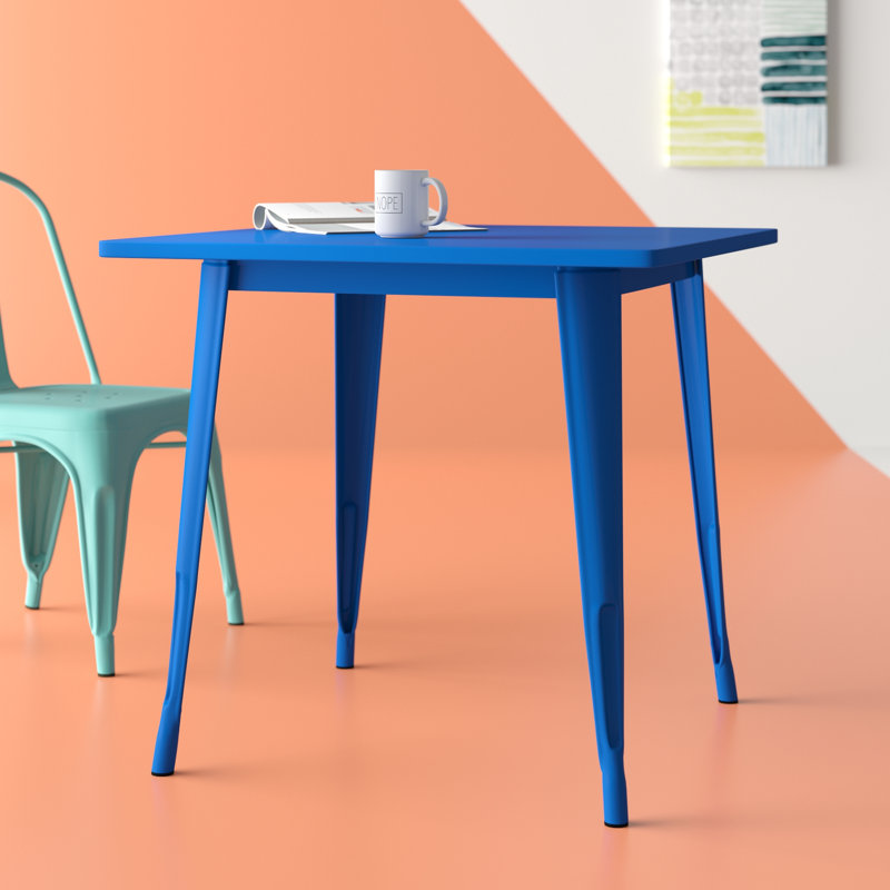 Feodora 31.5'' Square Metal Indoor-Outdoor Table, Blue