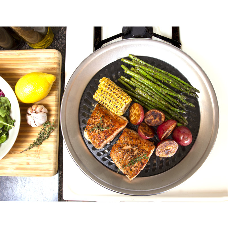 Stainless Steel Smokeless Indoor Grill Pan with Nonstick Coating