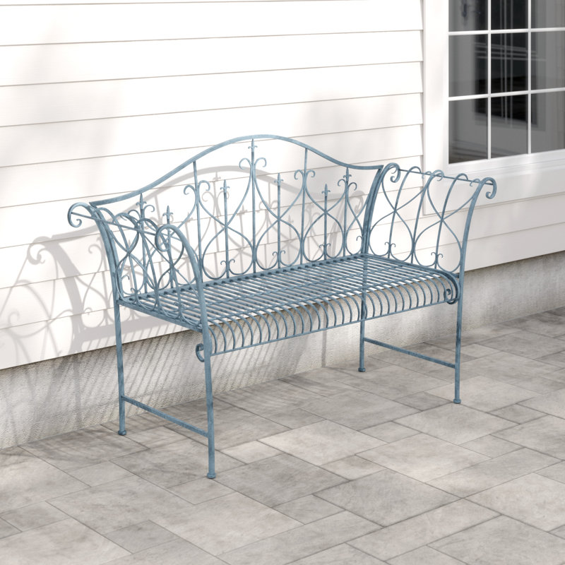Miramar Steel Park Bench, Antique Blue