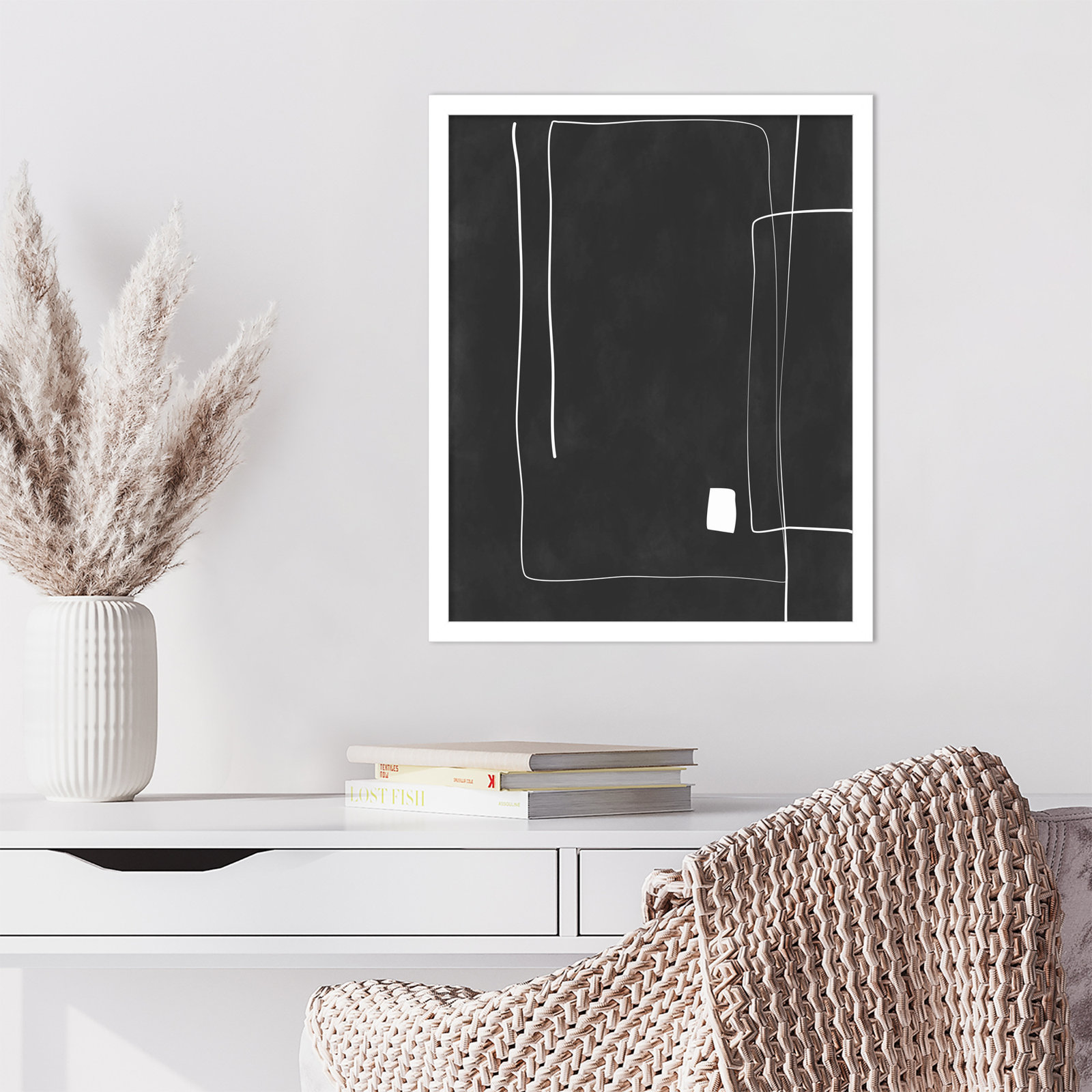 Black And White 36 by Elena Ristova, White, 21" H x 17" W
