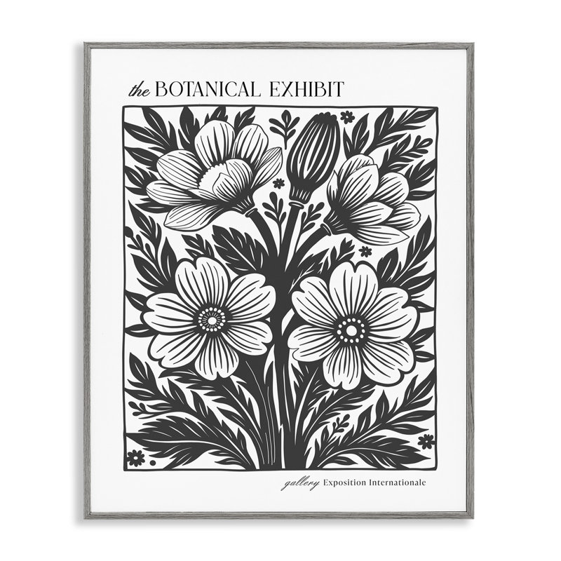 Reproduction d'art giclée encadrée de fleurs botaniques rétro, design par lettré et doublé, 14" H x 11" W
