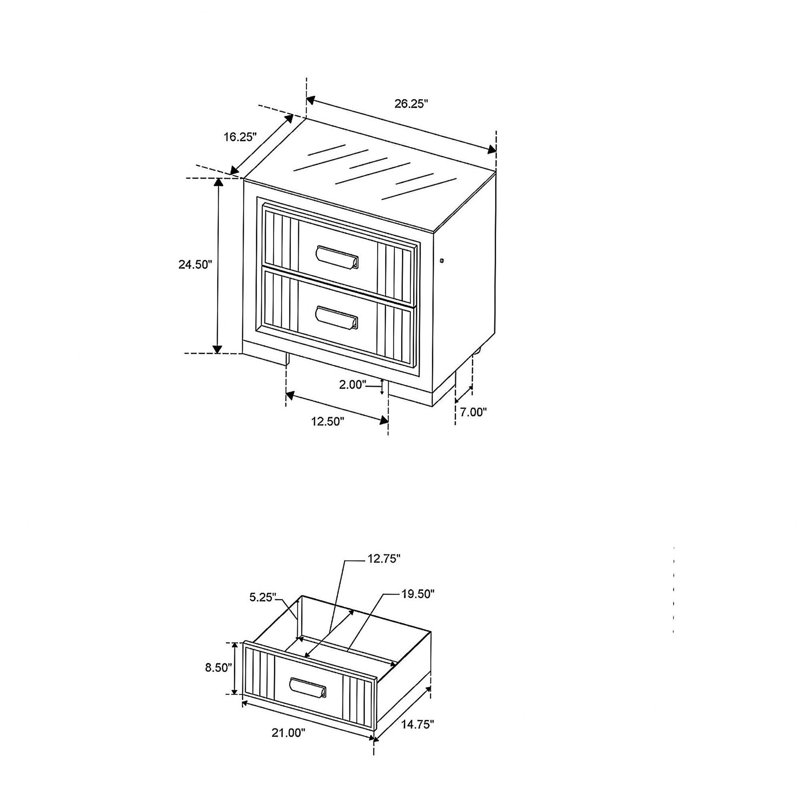 Isaiah White and Black Nightstand, White/Black