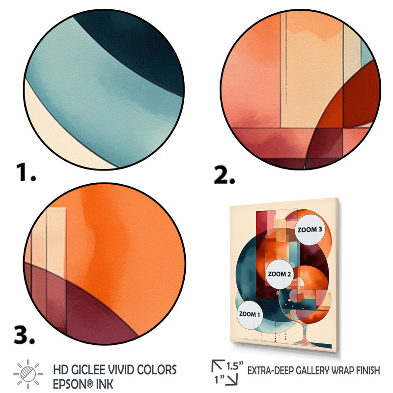 Albia Rhythms géométrique orange III, H 20 po x l 12 po x P 1 po, Toile tendue