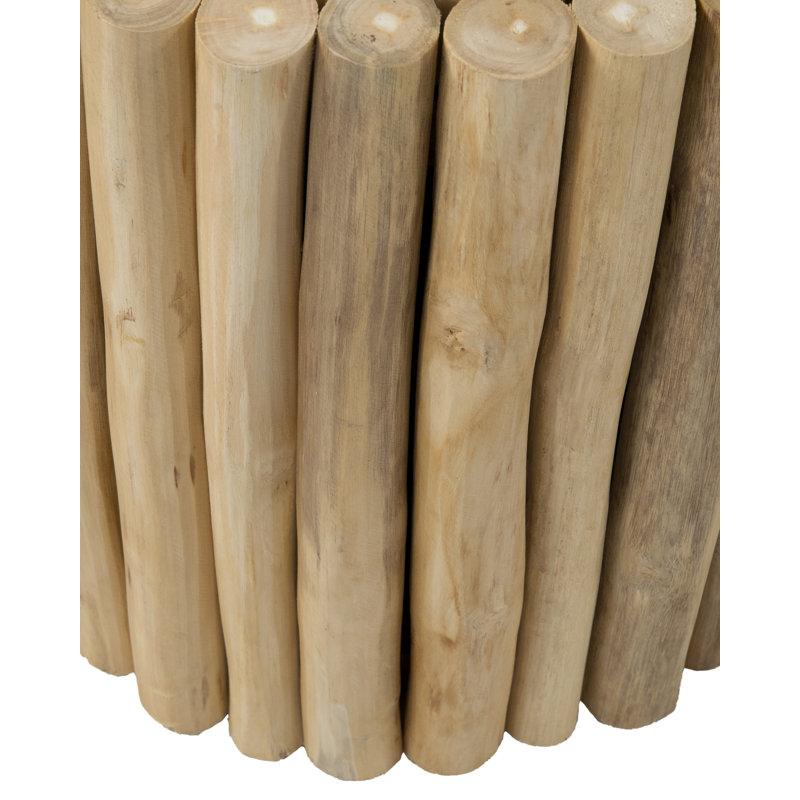 Table de bout cylindrique en bois massif Amhold, Naturel
