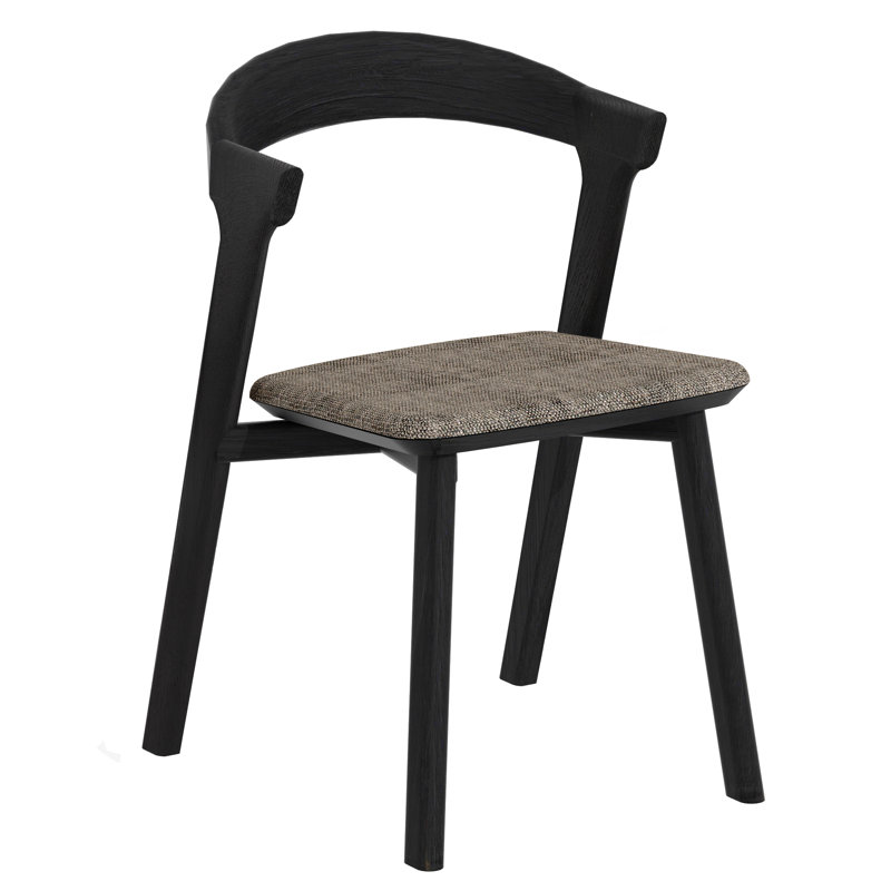 Bok Upholstered Dining Chair, Gray Polyester Blend/Acrylic, Black