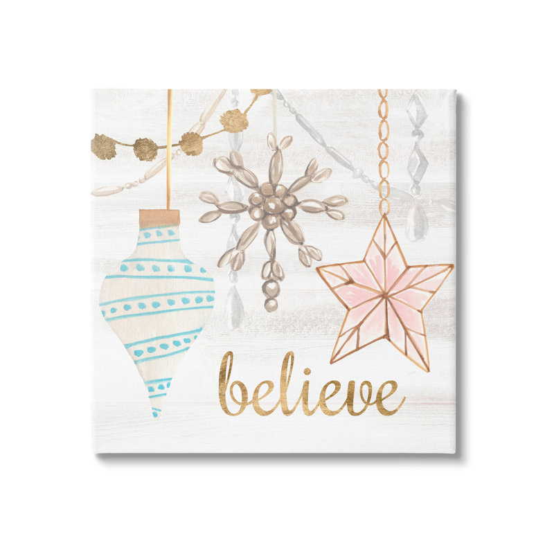 Glimmering Believe Text Holiday, Toile tendue, H 36 po x l 36 po x P 1,5 po