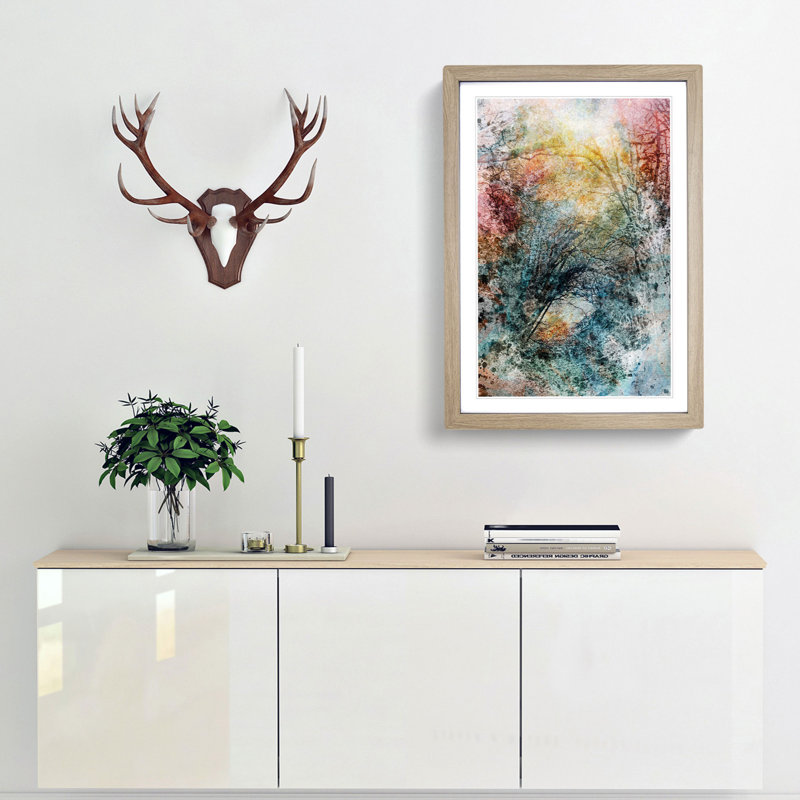 Romance of the Forest in Abstract - Picture Frame Painting Print, Oak, 76cm H x 50cm W x 2cm D