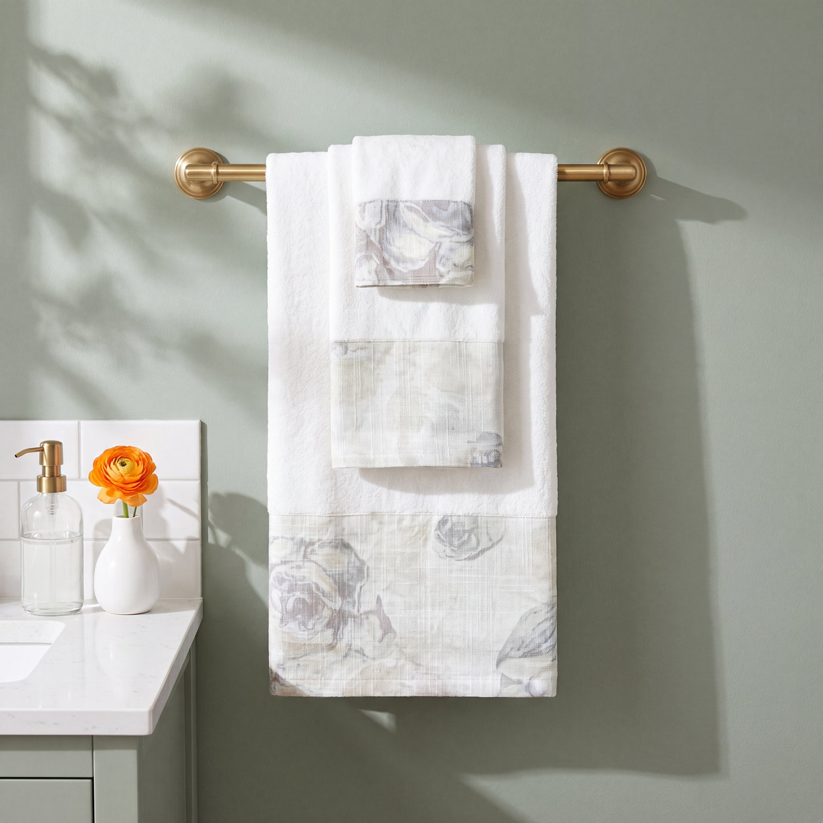 Rigsby 3-Piece Floral Cotton Towel Set