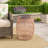 Bamboo Drum Side Table with Black Iron Top – Weather-Resistant Open Weave Accent Table