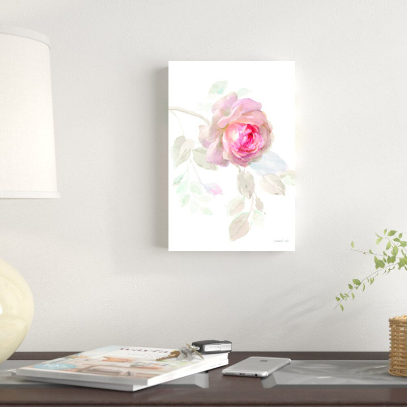 «Gentle Rose I» par Danhui Nai, peinture sur toile tendue, H 12 po x l 8 po x P 1,25 po