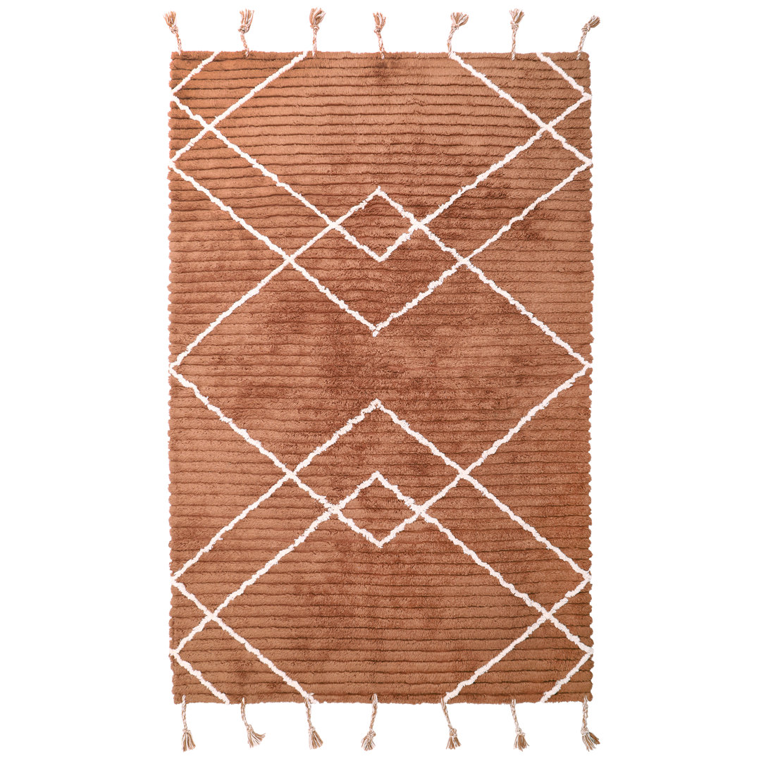 Handgefertigter Teppich Cofield aus Baumwolle in Orange/Beige