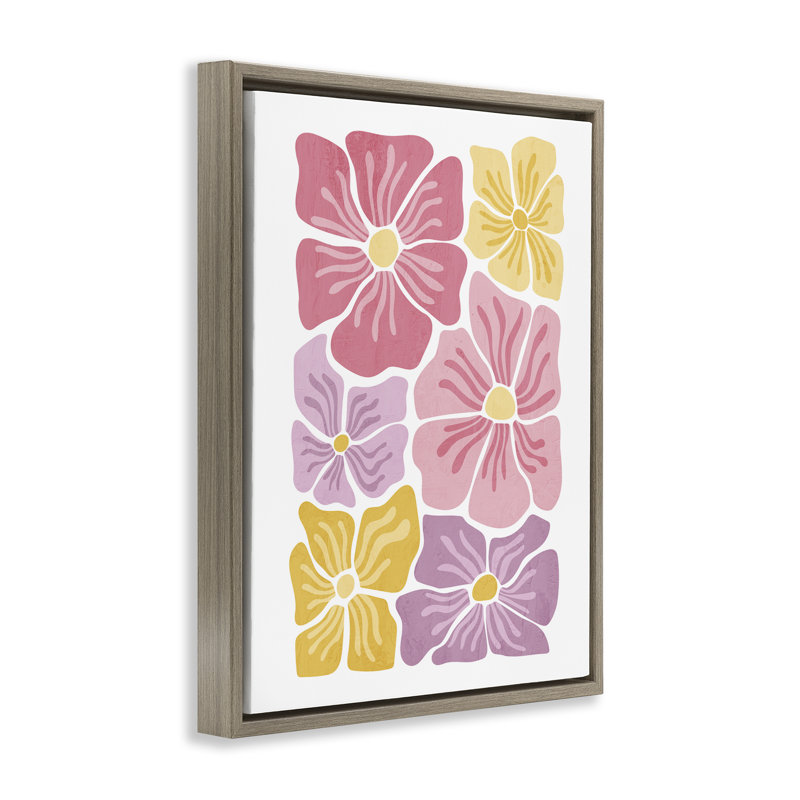 Cadre flottant à fleurs pastel aux couleurs pastel, design par Kim Allen, Cadre flottant orme Montalcino, H 21 po x l 17 po