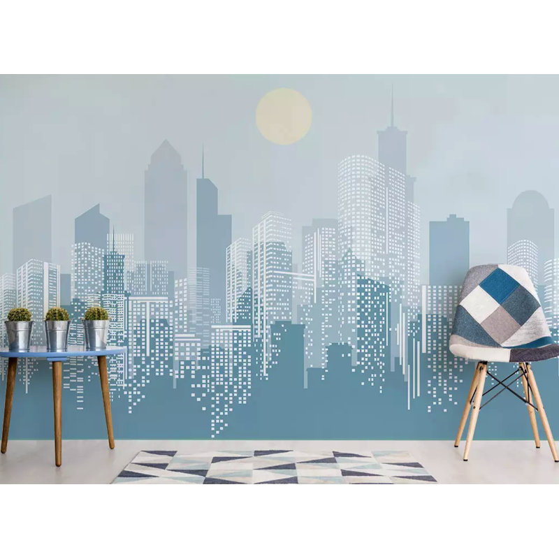 City Landscape 6.25' L x 112" W Paintable Wall Mural, 6.25' L x 9.33' W