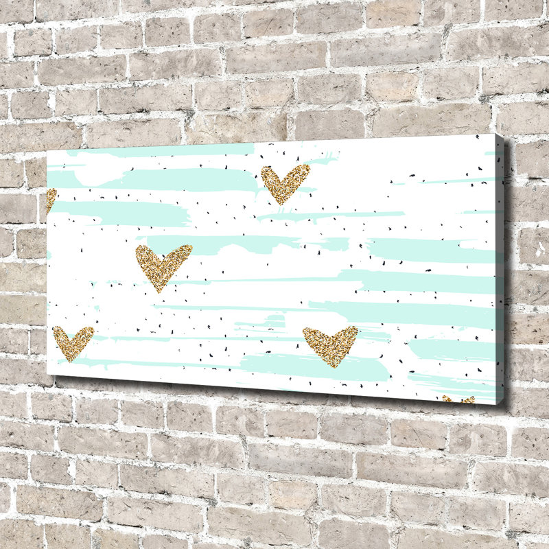 Golden Hearts Background - Wrapped Canvas Print