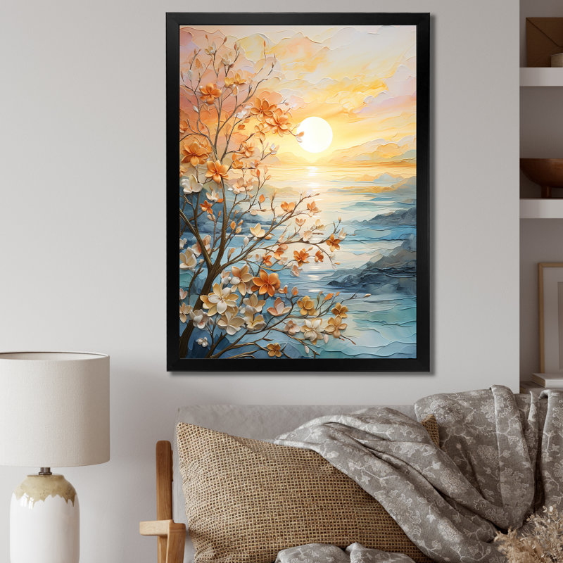Ivoneta Bold Sunrise Eternal Renewal I - Sunrise & Sunset Canvas Print Wall Art, Single Picture Framed, 20" H x 12" W, Black