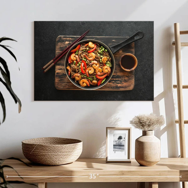 Sauté de crevettes et de nouilles Soba, H 16 po x l 24 po