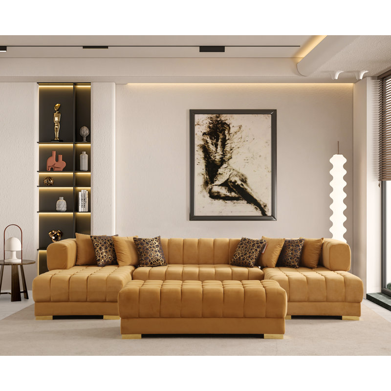 Canapé modulaire en velours Maderos