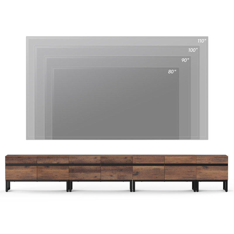 Modern TV Stand For Tvs Up To 110 Inches, 4-In-1 Entertainment Center With Storage Cabinets And Metal Base, Media Console For Living Room, 124"