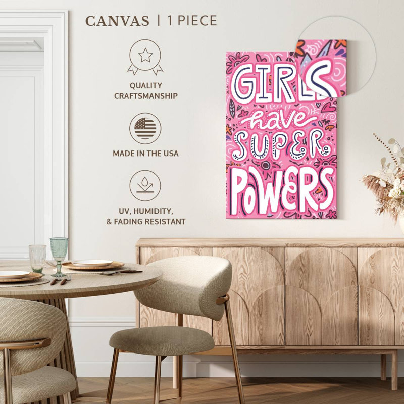 " Girls Have Super Powers " by IvaCuddlyMural, 45" H x 30" W x 1.25" D